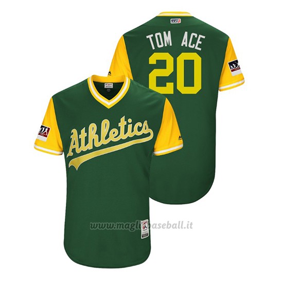 Maglia Baseball Uomo Oakland Athletics Mark Canha 2018 Llws Players Weekend Tom Ace Green